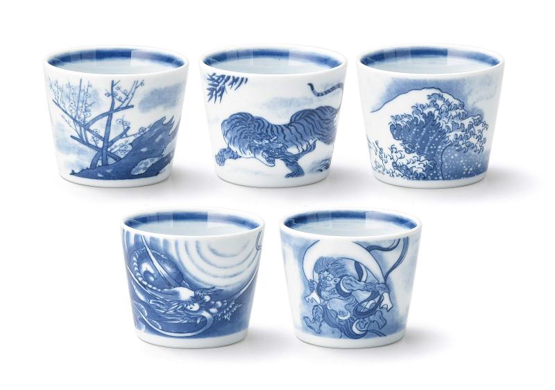 Dolce duo 美濃焼 蕎麦猪口 カップ マルチカップ そばちょこ 絵変わり めんつゆ 化粧箱入 200ml 5個セ..