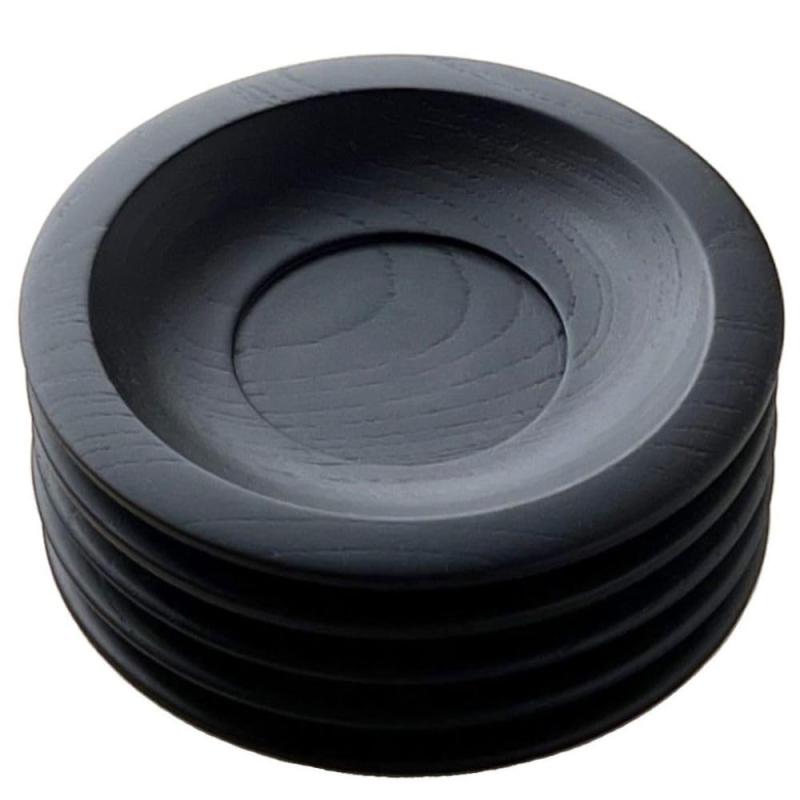 風景ドットコム けやき 欅 天然木 茶托 5枚組 日本製 (ブラック, 大120mm)