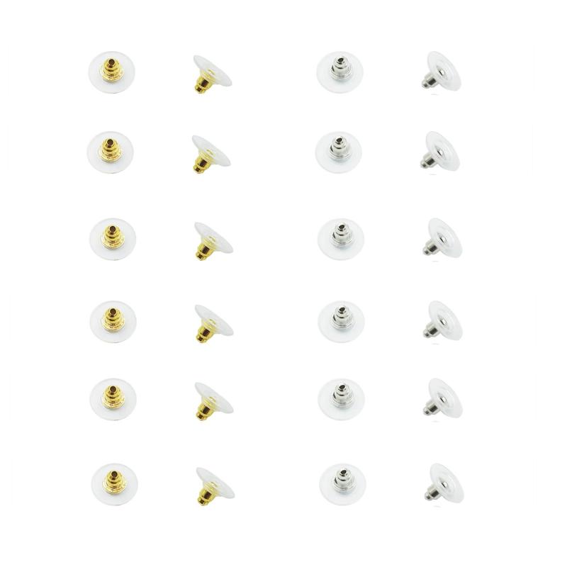 ESBAET 下向き防止 ピアスキャッチ シルバー12個＋ゴルドー12個 丸皿ピアス 留め具 金属アレルギー対応..