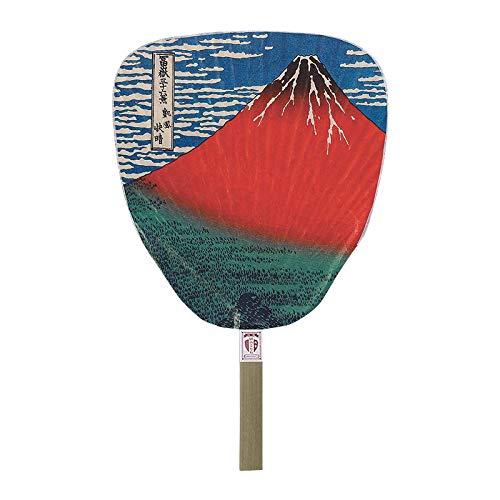 伏見上野旭昇堂 民芸竹うちわ 竹・網入うちわ 渋うちわ 北斎・赤富士 6113