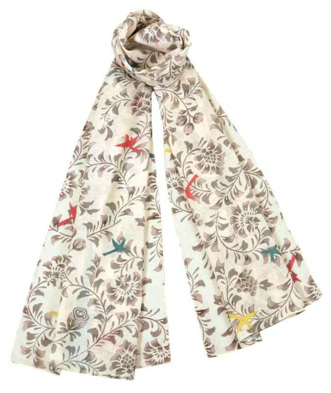 山本仁商店(YamamotoJin) TOIRO ガーゼチーフ 花鳥から草 Aベージュ 【1759-A】 UVケア加工 シンプル モダン 日本製