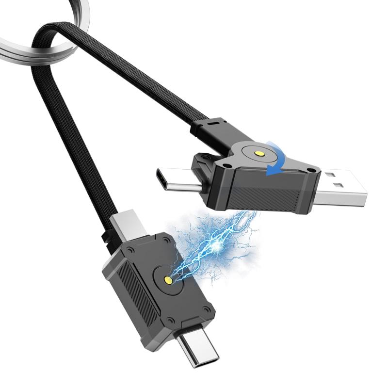 Clenye 充電ケーブル 4in1 マルチ充電ケーブル 【12.5cm一本】 マグネット 充電コード