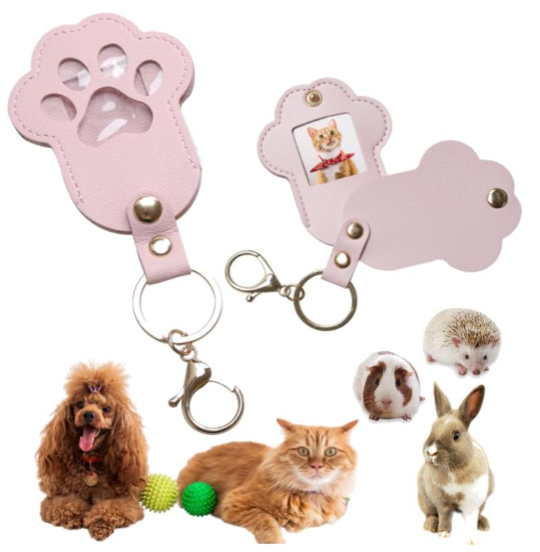 [GARUMI] すぐ届く『いつも一緒に』大切なペットの遺毛入れ メモリアルグッズ キーホルダー 写真入れ付 シンプル 【着脱簡単フックタイプ】 キーリング 肉球 お守り 犬の毛 猫の毛 ケース 携