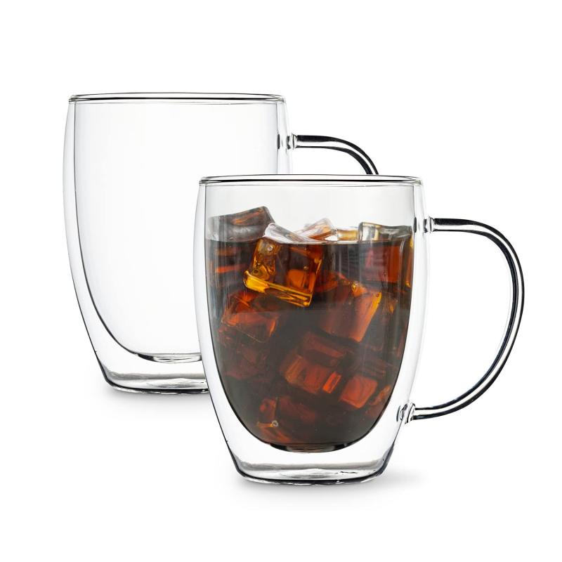 【Teranuvo】 DOUBLE WALLED GLASS CUPS 350ML for Coffee Accessories