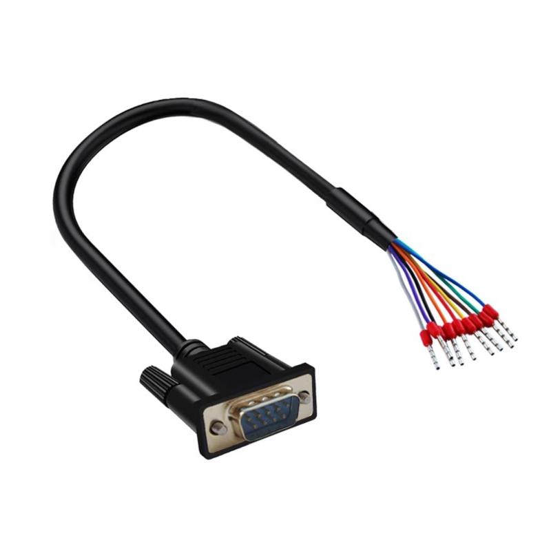 PENGLIN DB9 オス/メス RS232 D-SUB 9ピン シリアル延長ケーブル 1.5m 24AWG 金メッキコネクター 裸線エンド付き 9ピン端子