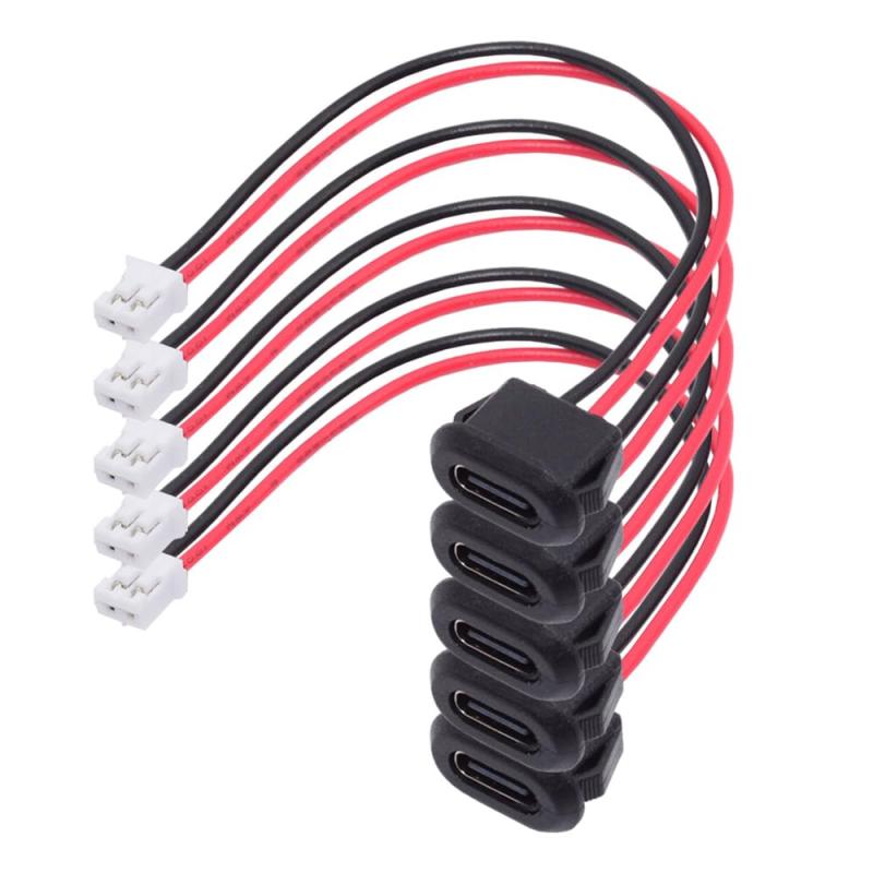 xiwai DIY OEM 5個タイプCから2ピン/4ピン/6ピンヘッダー24AWGケーブルピッチ=2.0mmパネルマウントタイプDC 5V電源データ