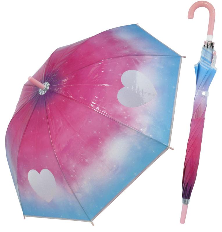 透明傘 ビニール傘 レディース 便利 ウインドウ付き じょうぶ 軽量 グラスファイバー骨 ワンタッチ ジャンプ 開閉 ネコ ネイビー (窓付き) 親骨約57cm 86581