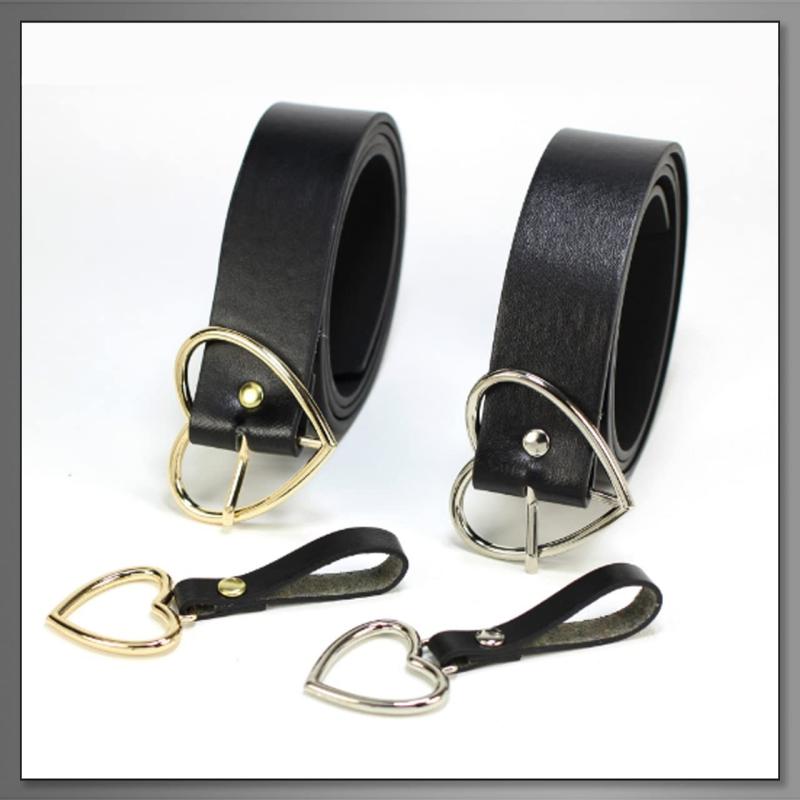 BUZZxSELECTION(バズ セレクション) レザー ベルト 黒 ハート チャーム デザイン レディース LBT110