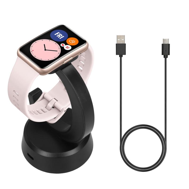 kwmobile 充電ケーブル Huawei Watch Fit/Band 9 / Band 8 / Band 7 / Band 6 / Watch Fit 3対応 充電器 - スマートウォッチ 充電スタンド スペア 黒色(2.0)