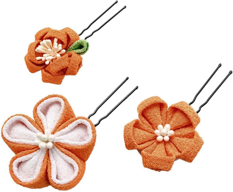【かんざストア】つまみ細工 花 髪飾り かんざし ヘアアクセサリー コサージュ 髪留め ぶら飾り 縮緬 成人式 七五三 卒業式 結婚式 和装 袴 浴衣 振袖用 通販