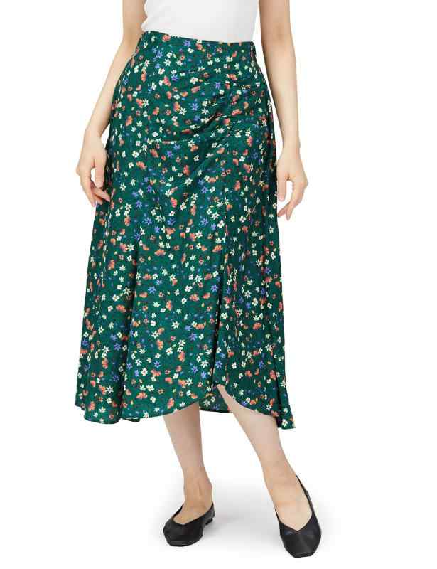 ViS(ビス) スカートフラワープリントアシメマーメイドスカートレディース