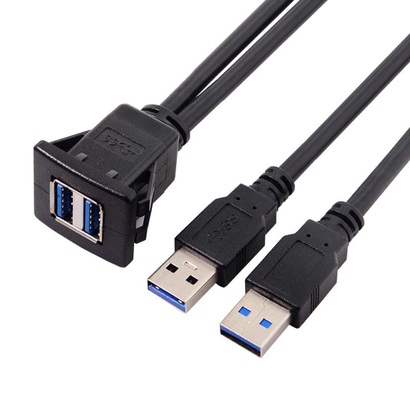 乐天商城 - Xiwai 1 メートル防水デュアル USB 3.0 延長 AUX フラッシュマウントカーマウント延長ケーブルダッシュボードパネル用
