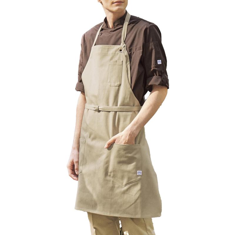 [アルベ] 胸当てエプロン 飲食 レストラン ホテル カフェ 綿100 天然綿花 ヴィンテージツイル モダンカ..