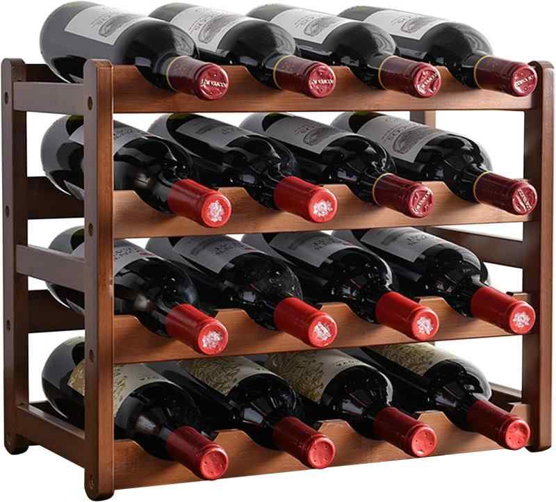 ワインラック、竹製 ワイン ラック、ワインホルダー 積み重ね式 ワイン棚 16本 用 ワインストレージ ワ..