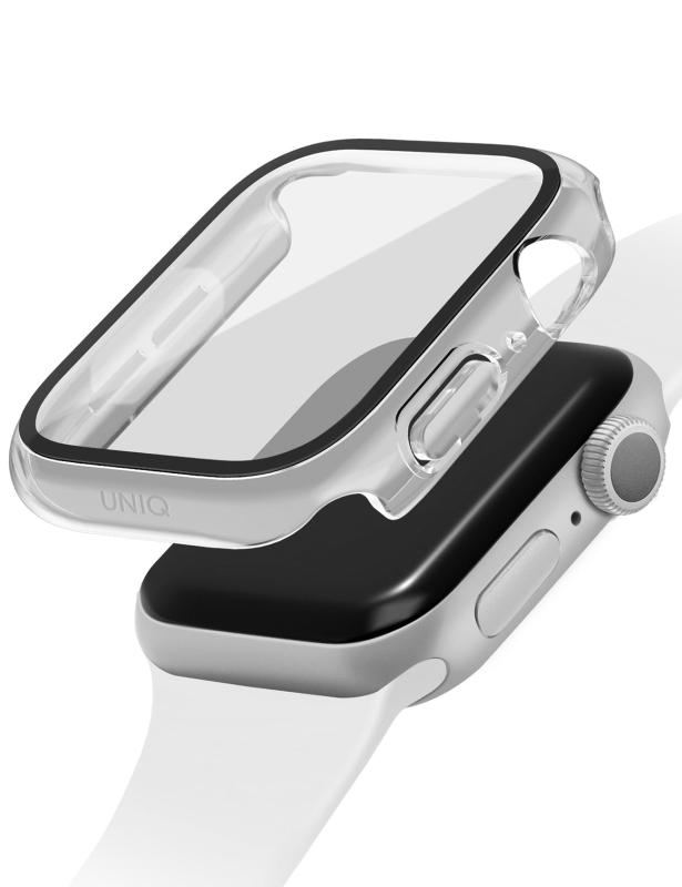 UNIQ Apple Watch Series 11 / Series 10 保護ケース 強化ガラス 硬度9H NAUTIC【対応機種】Apple Watch 46mm : Series 11 / Series 10 に対応。商品にApple Watchは同梱しておりません。 【信頼のブランド・安心の日本正規】UNIQはシンガポール発祥の世界47ヶ国で販売される世界的ブランドです。【素材】スクリーンを保護する硬度9Hの強化ガラスと、スリムなポリカーボネート製バンパーを組み合わせたハイブリッドプロテクトケース。【設計】細部までこだわり抜いた正確なフィット感と、美しく滑らかな仕上がり。硬度9Hの高品質な強化ガラスの透明度はスクリーンを鮮明に映し出し、高いタッチ感度、高い耐擦傷性を備えます。　装着時は、腕時計のストラップを外さなくても簡単に装着できるスナップオン設計。装着時の余計な傷の心配がなく簡単に装着が可能です。【防水・防塵機能】ケース裏側のガラスのフチを囲むシリコンのパッキンにより、スクリーンとガラスの隙間に水が侵入することを極限まで防ぎます。また、防塵性にも優れており、防塵・防水のいずれでも規格上では最高レベルのIP68等級のスペックを備えております。アップルウォッチ本来の防水性能を向上させるものではありません。商品の色合いや仕様、商品パッケージは予告なく変更される場合があります。