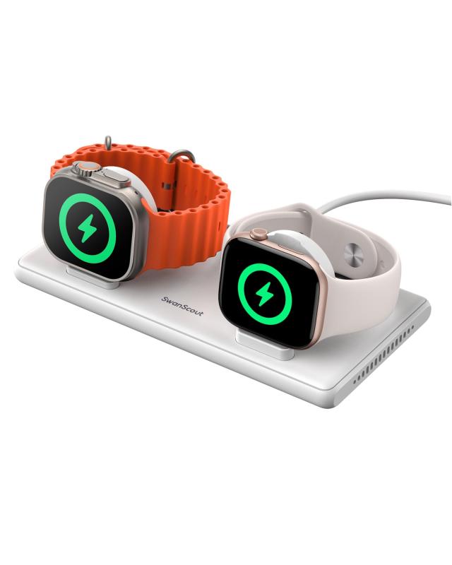 アップルウォッチ 充電器 スタンド 2台同時、Apple Watch対応 充電スタンド 2台、5W急速充電 強磁気 折りたたみ式 軽量 薄型、Apple Watch 11/10/9/8/7/6/5/4/3/2、Ultra 3/Ultra 2/Ultra/