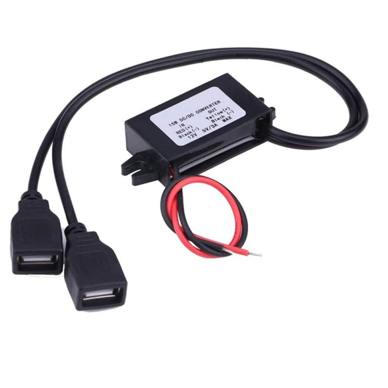 Hiro 車用USB電源ポート DC電圧変換コンバーター モジュール DC 12V→5V USB充電器 デュアルUSB MAX 3A出力 コンパクトサイズでDIYに最適 過電流保護入力：DC12V 出力：DC5V 3A 消耗：15W使用環境：-40°C-80°C重量：約38G商品サイズ：約50*2.7*1.4CM 電源ケーブル：14CM USBケーブル：30CMセット内容：モジュール本体のみ