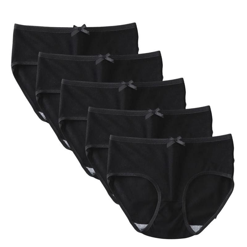 [emptio] [エンプティオ] レディース フルバック コットン ショーツ パンティ ブラック ホワイト マルチカラー 5枚セット