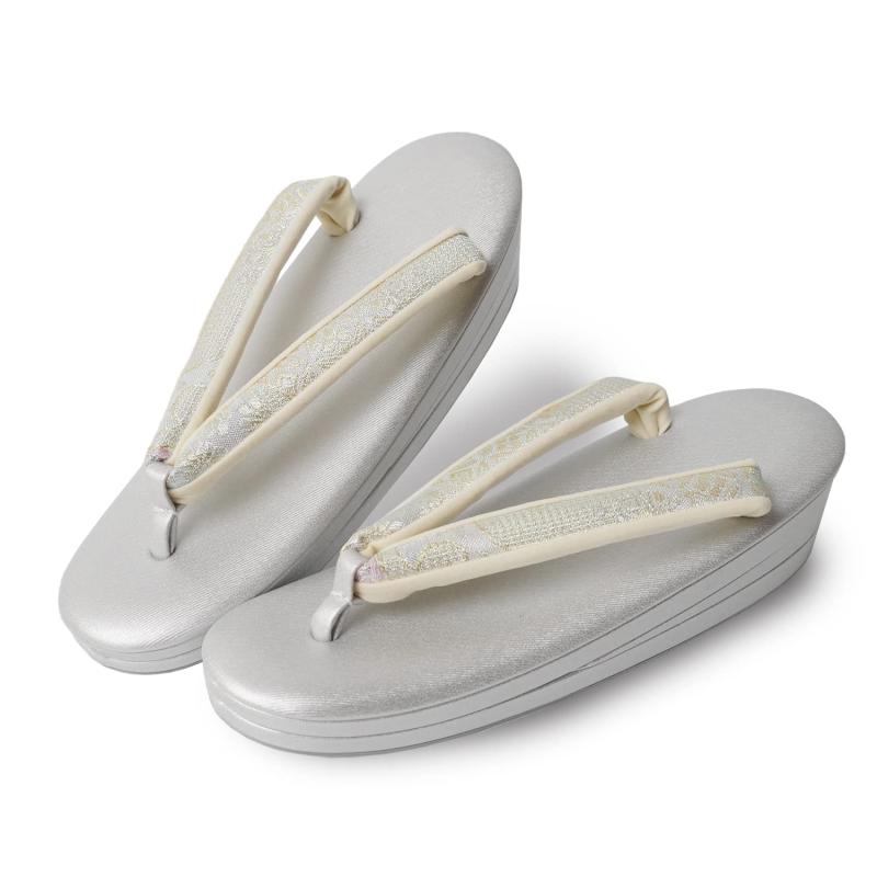 [あめてまり] 草履 レディース 日本製 フォーマル 三枚芯 西陣織 帯地 [前2後3の3枚芯] 3段 痛くない【鼻緒色柄お任せ】 絹目 ツヤ消し 淡め くすみ 金 銀 格上 厚底 本コルク芯 留袖 訪問着 付