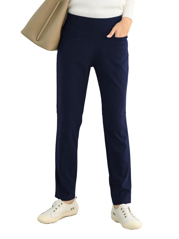 [WATAKUMO.FT] 1103レディース クロップドパンツ ストレッチ スリムフィットパンツ スキニー スラックス 9分丈 ウエストゴム オフィス カジュアル ロング アンクル クロップド 通勤