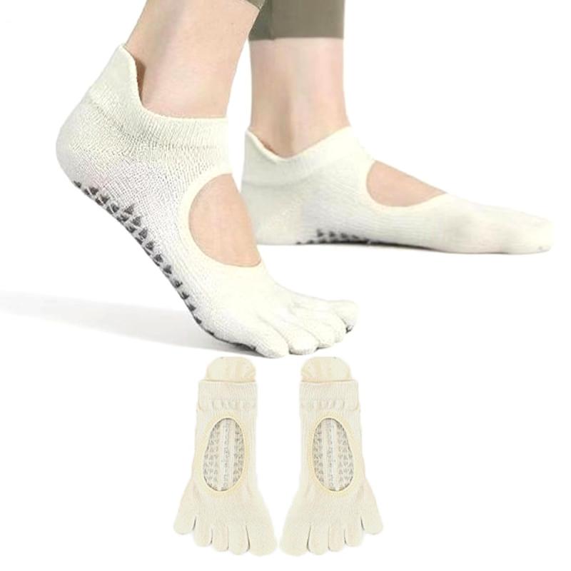 [ZenithGlow] 5本指ヨガソックス 滑り止め付き 通気性良好 抗菌消臭 ピラティス・バレエ・ヨガ用 ストレッチ