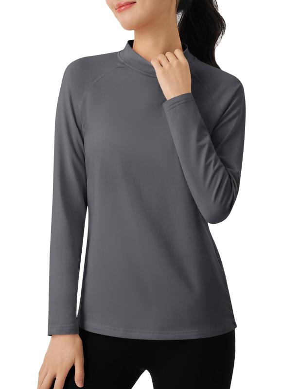 [KEFITEVD] ハイネック レディース インナー 長袖tシャツ 裏フリース あったかインナー 吸湿発汗 防寒 スポーツ アンダーシャツ 部屋着 トップス 秋冬 重ね着用