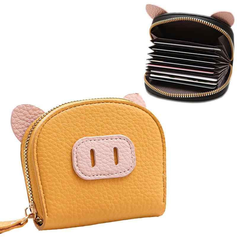 SFTRADE クレジットカードケース カードケース じゃばら 小銭入れ付き 可愛豚 薄型 スリム 軽量 大容量 11枚収納 PU キャラクター レディース メンズ スキミング 磁気防止