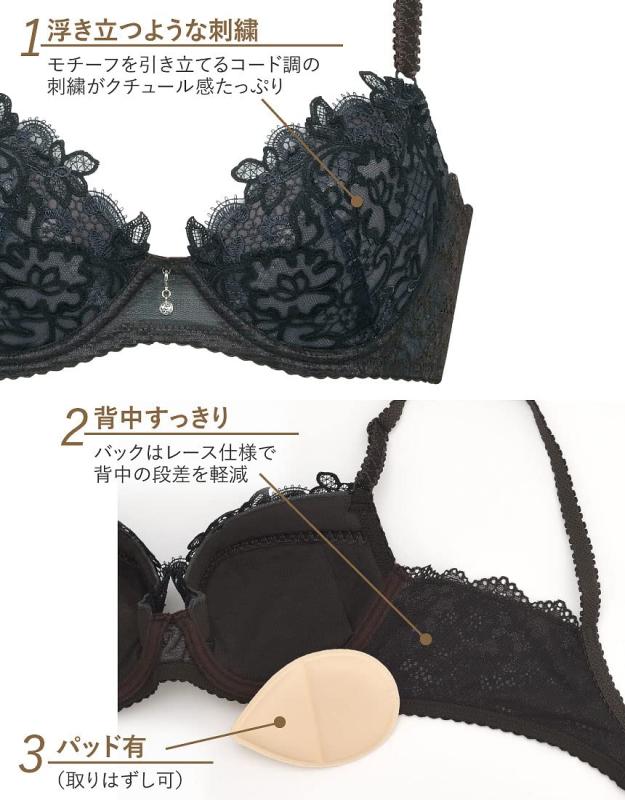 [ウイング/ワコール] ブラジャー クチュール感あふれる贅沢な総レース 背中すっきり【2710シリーズ】 PB2710 レディース