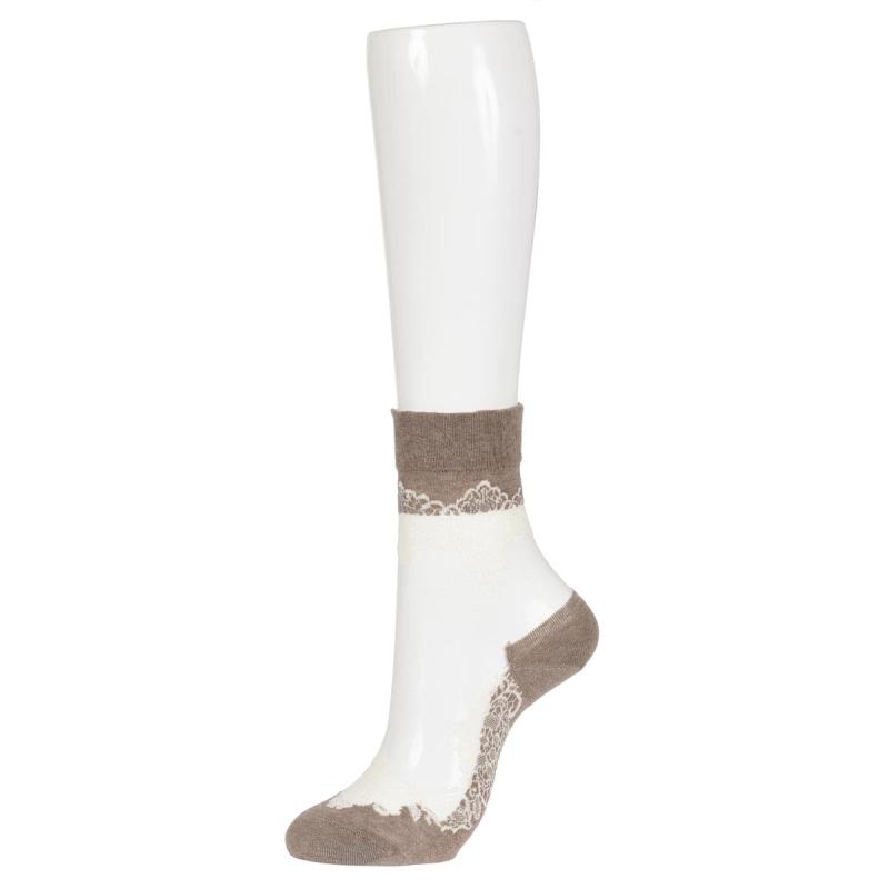 [フクスケ] ソックス the spirit of mottainai レース クルー丈ソックス 1足組 シアー 福助 レディース 3163-025