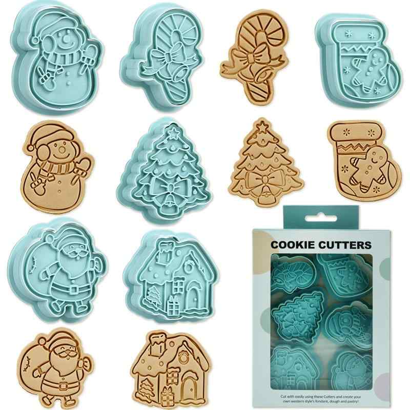 LIHAO クッキー 型抜き クリスマス 6個 クッキー 型 抜き型 プラスチック 模様付き ケーキモールド サ..