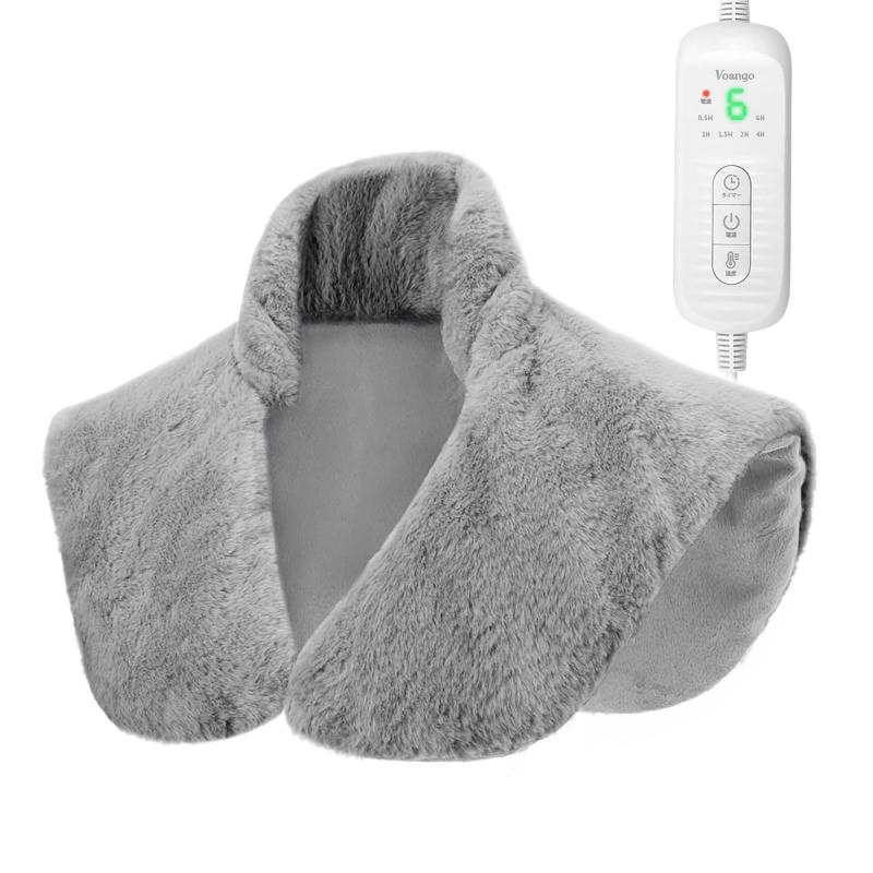 Voango 電気肩パッド 電気肩マット 【表面兎毛調+裏面フランネル素材】 4way使用 首/肩/背中/腰/ひざ/腹 8段階温度切替 6段階切タイマー 電気肩掛け ふわふわ 高級フランネル生地 肩 首 あたた