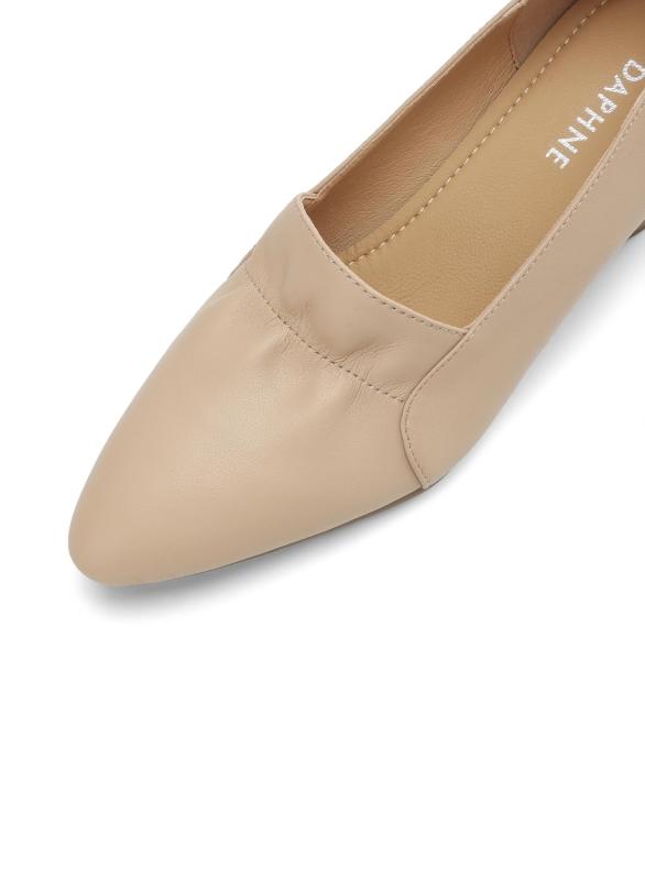 [Dafoni] 【レディースパンプス】本革5.3cmヒール セミスクエアトゥ 疲れない設計 通勤・街歩きに（オフィスシューズ）​23CM-24.5 ブラック/杏色