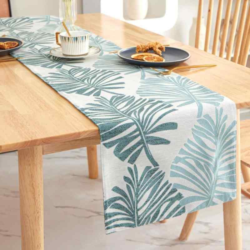 ヒロワールドトレード テーブルランナー 180cm 33cm幅 モンステラ リーフ柄 布生地 テーブルセンター