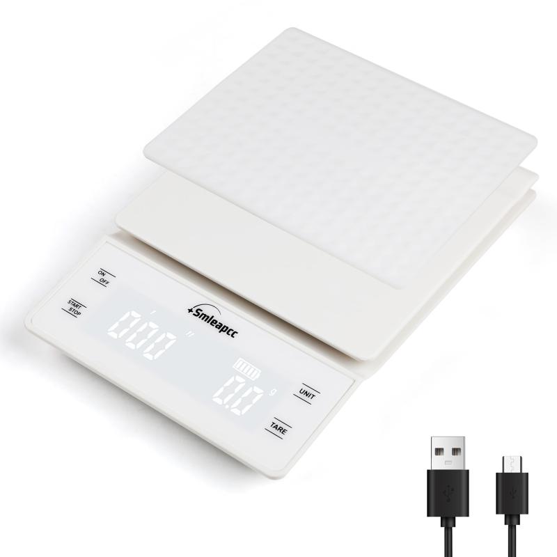 Smleapcc コーヒースケール タイマー付き 0.1g/3kg 高精度 小型 多機能 デジタルキッチンフードスケール デジタル正確なコーヒースケール