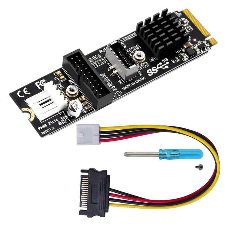 CY カード Type-E または 19/20 ピンヘッダーから USB 3.0 20 ピン & Type-E デュアルポート メス PCBA タイプアダプタ スプリッター HUB 5Gbps