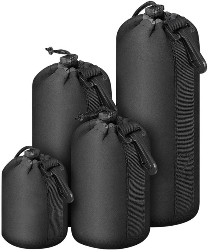 TMR.Breath G レンズケース 一眼レフカメラ用 巾着袋 4サイズセット 厚手 防水 傷防止 保管 持ち運び フック付き 耐衝撃