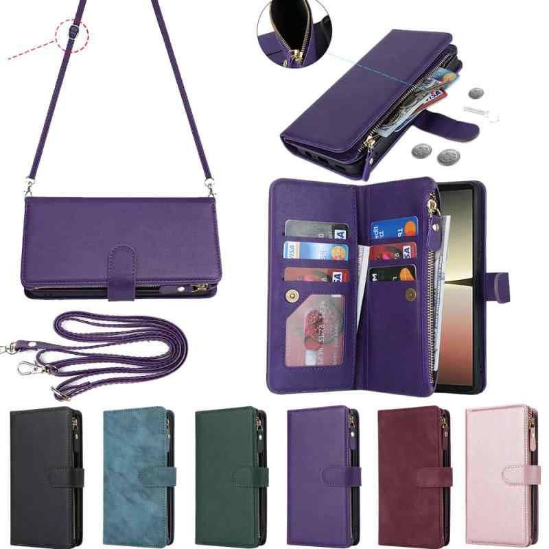 乐天商城 - Eastwave for Xperia 5 V ケース ソニー for xperia 5 v so-53d docomo 縄掛けケース for sony xperia 5v sog12 au 手帳型 財布型 ICカード コインポケット ストラップ付き カ