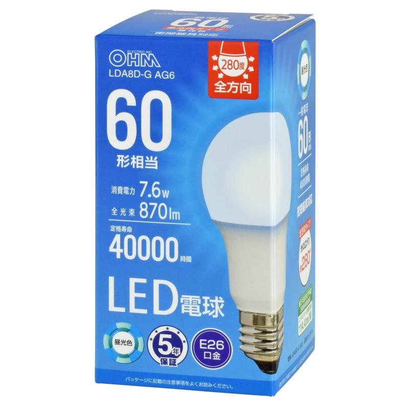 乐天商城 - オーム(OHM) LED電球 E26 60形相当