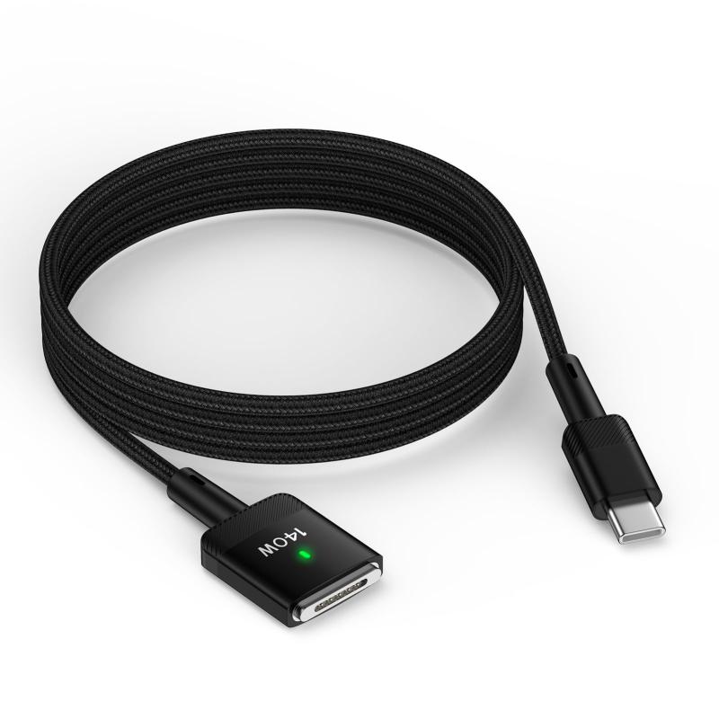 140W USB-C to MagSafe 3 磁気充電ケーブル 1.8m PD3.1超高速充電 強力磁気吸着 MacBook Air & Pro対応 耐久性高・絡まりにくい ナイロン編組ケーブル MacBook Air M2/M3 (13&qu