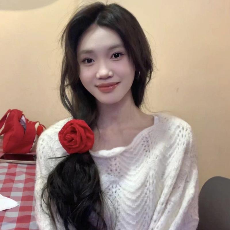ヘアアクセサリー レディース ヘアゴム バラ 花柄 髪飾り ローズ レッド 赤色 立体...