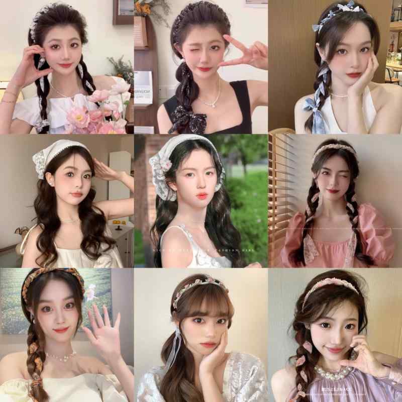カチューシャ レディース ヘアアクセサリー リボン 編み込み風 小花柄 ヘッドバン...