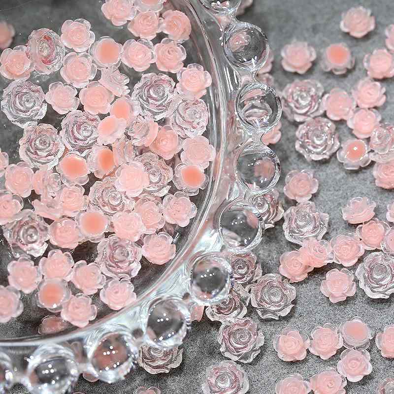 ネイルパーツ レディース 氷糖ピンク カメリア ネイルアート 樹脂製 バラの花 混合...