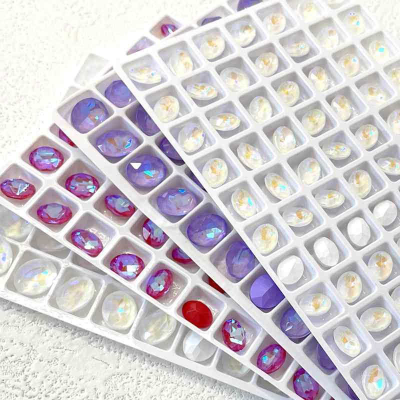 ネイルパーツ ネイル用品 楕円形 尖底 ガラス ストーン 高級感 高品質 クリスタル...