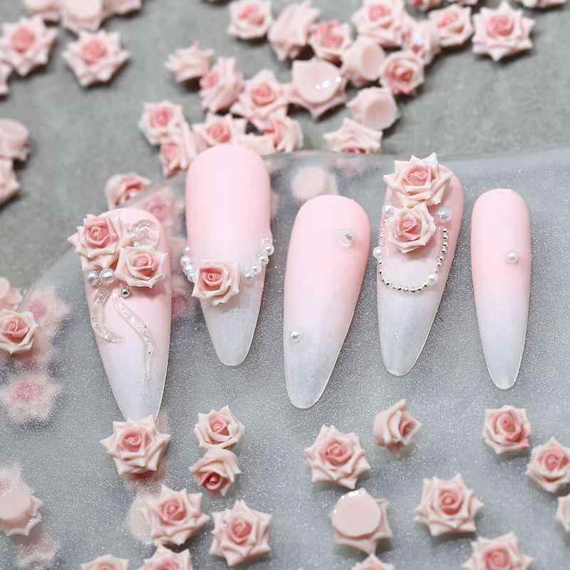 ネイルパーツ レディース ピンク系 薔薇 バラ ローズ カメリア 椿 樹脂製 3D 彫刻...
