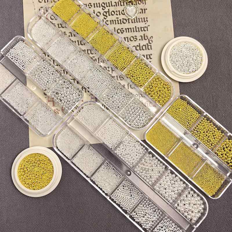 ネイルパーツ レディース ネイルアート用 詰め合わせ セット 小粒 メタルボール パールストーン 3D 立体感 輝き 高級感 セルフネイル 指先 おしゃれ ゴールド シルバー カラー ミックス 小さいサイズ デコレーション 宝石風 ネイルアクセサリー ネ