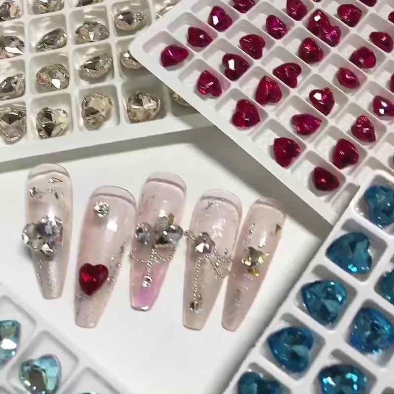 ネイルパーツ ネイル用ジルコニア キラキラ ハート型 ミニサイズ 尖底 ラインスト...