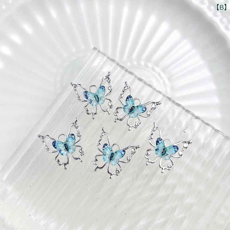 ネイルパーツ レディース ネイルアート用品 蝶々 立体 3D 合金 幻彩 グラデーショ...