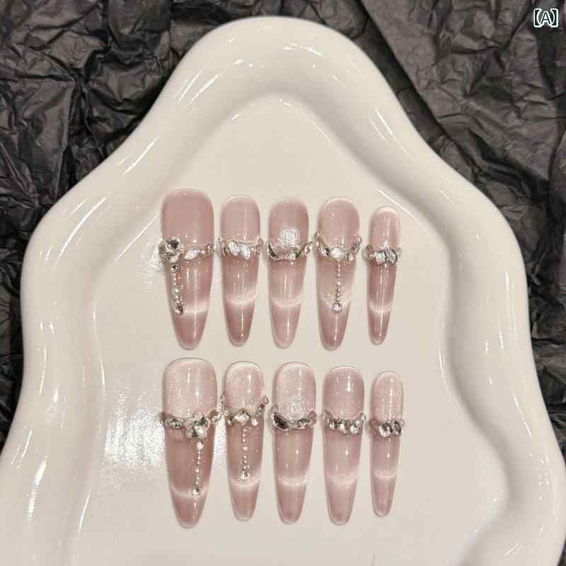 ネイルチップ レディース 手作り 高級感 キャットアイ 4.0 付け爪 つけ爪 貼るだけ...