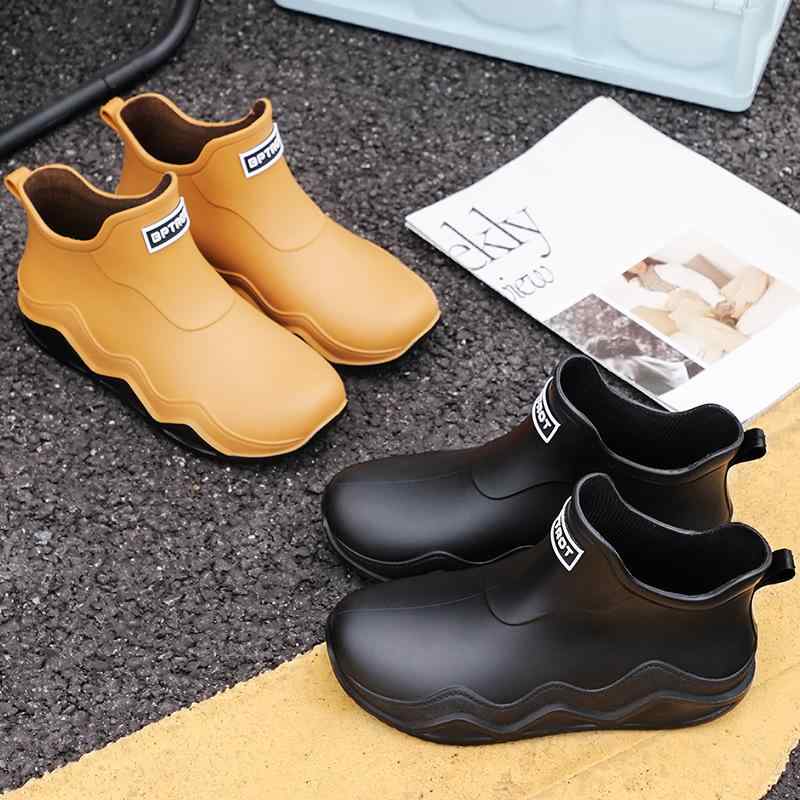 レインシューズ 男女兼用 ショートブーツ 雨靴 軽い 防水 ラバーシューズ 長靴 通勤用 普段使い 履きやすい 厚底 滑り止め 厨房靴 作業靴 仕事用 シンプル カジュアル 無地 おしゃれ 雨の日用 靴 撥水 掃除用 家庭用 園芸用 庭仕事 快適 柔らか slope-up-10166816 SLOPEUP パッケージ画像