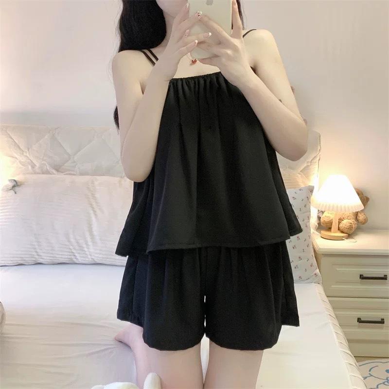 レディース 夏 パジャマ セット 吊り帯 ショートパンツ 色 ゆったり ビッグシルエット リラックス カジュアル 部屋着 接触冷感 吸湿速乾 軽量 綿 大サイズ